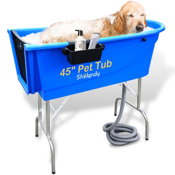 Shelandy 39.4'' H x 21.9'' W x 44.9'' D Plastic Dog Grooming Tub